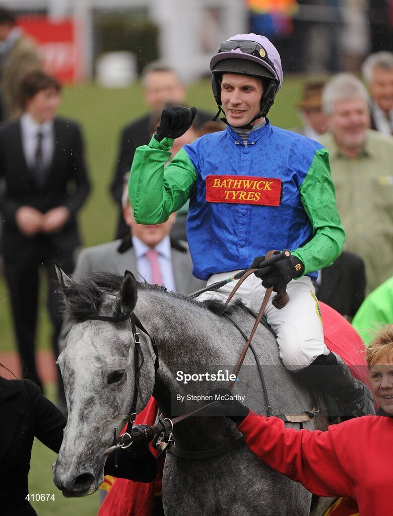 18 March 2010; Jockey Danny Cook celebrates after winning the Byrne Group Plate on Great Endeavour. Cheltenham Racing Festival - Thursday. Prestbury Park, Cheltenham, Gloucestershire, England. Picture credit: Stephen McCarthy / SPORTSFILE