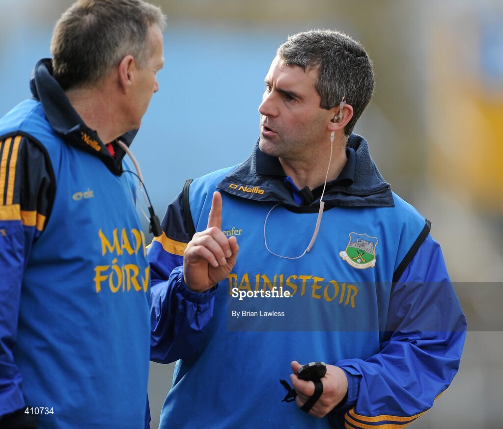 14 March 2010; Tipperary manager Liam Sheedy speaks with his selector Michael Ryan. Allianz GAA Hurling National League, Division 1, Round 3, Tipperary v Galway, Semple Stadium, Thurles, Co. Tipperary. Picture credit: Brian Lawless / SPORTSFILE