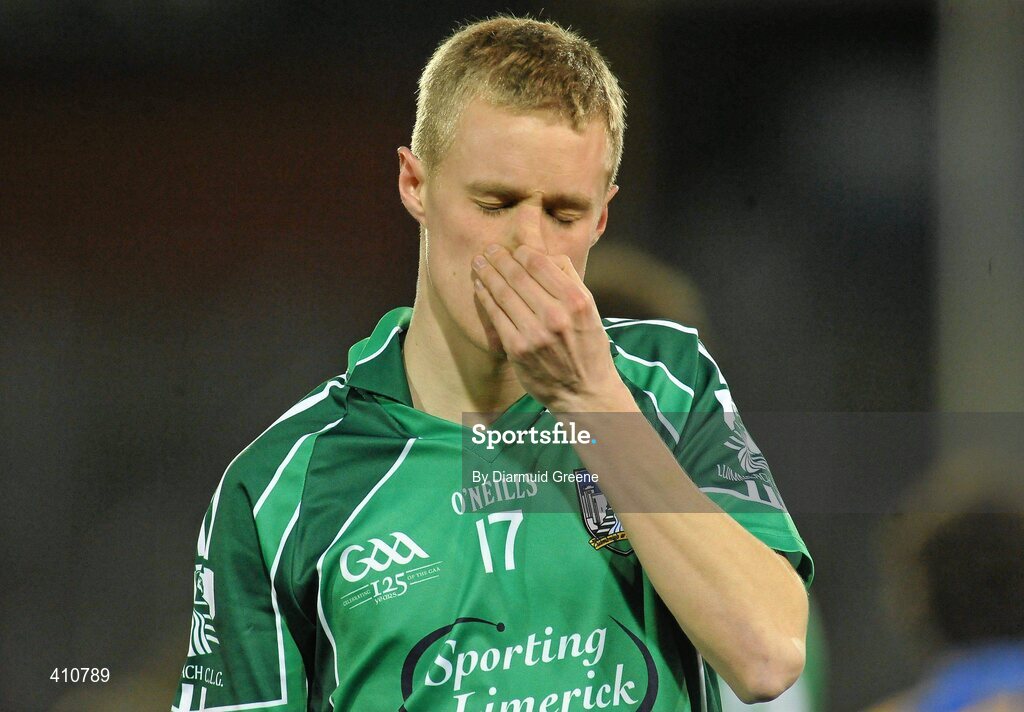 18 March 2010; A dejected Eanna Kennedy, Limerick, at the final whistle. Cadbury Munster GAA Football Under 21 Championship Semi-Finall, Tipperary v Limerick, Semple Stadium, Thurles, Co. Tipperary. Picture credit: Diarmuid Greene / SPORTSFILE