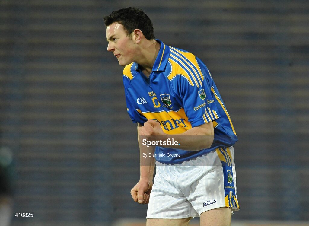 18 March 2010; Sean Carey, Tipperary, celebrates a score during the game. Cadbury Munster GAA Football Under 21 Championship Semi-Final, Tipperary v Limerick, Semple Stadium, Thurles, Co. Tipperary. Picture credit: Diarmuid Greene / SPORTSFILE