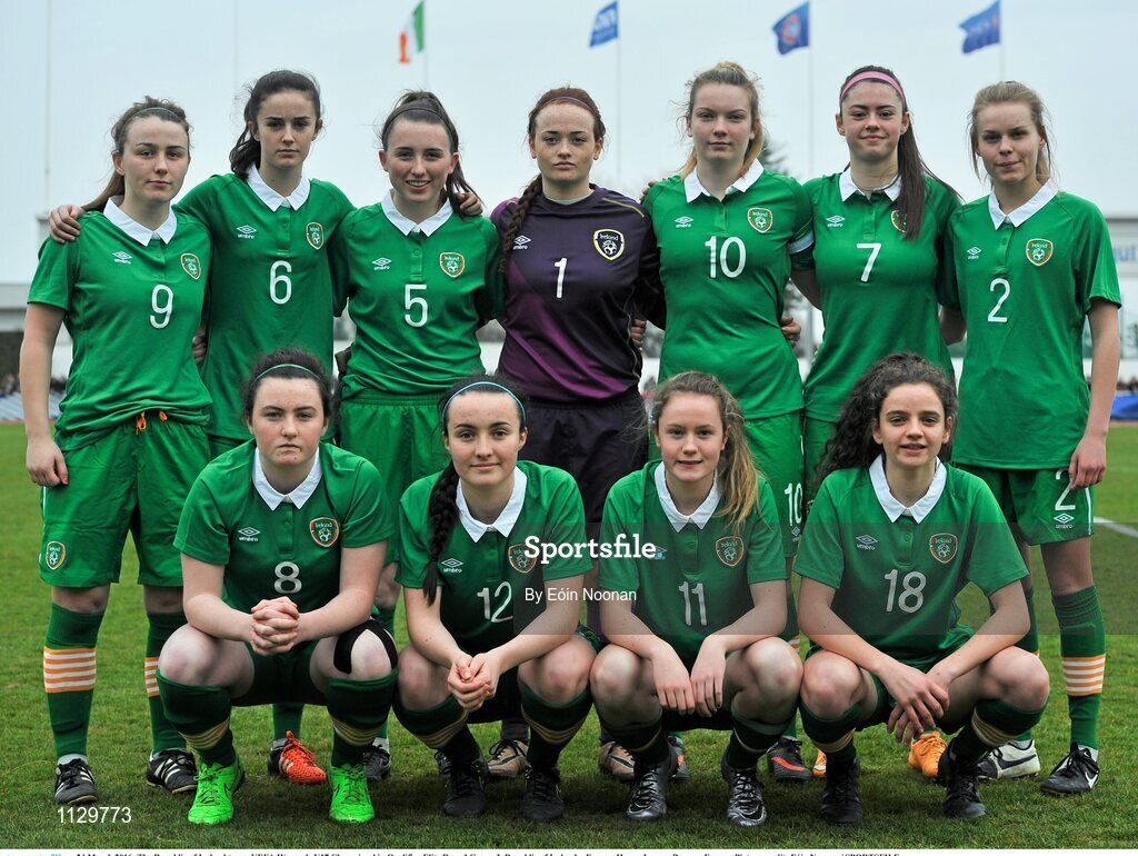 24 March 2016; The Republic of Ireland team. UEFA Women's U17 Championship Qualifier Elite Round Group 3, Republic of Ireland v France. Henry Jeanne, Bayeux, France. Picture credit: Eóin Noonan / SPORTSFILE