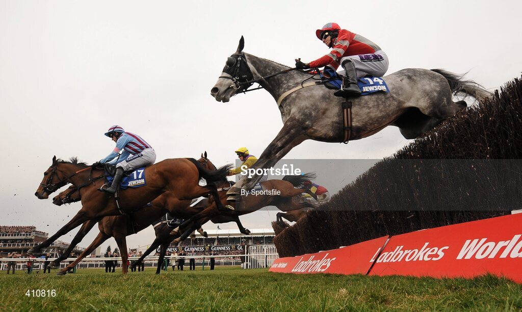 18 March 2010; A general view of the runners and riders in the Jewson Novices' Handicap Chase. Cheltenham Racing Festival - Thursday. Prestbury Park, Cheltenham, Gloucestershire, England. Photo by Sportsfile