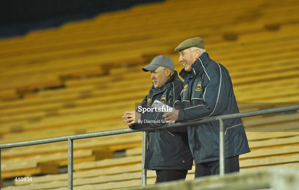 18 March 2010; Two spectators watch on during the game. Cadbury Munster GAA Football Under 21 Championship Semi-Final, Tipperary v Limerick, Semple Stadium, Thurles, Co. Tipperary. Picture credit: Diarmuid Greene / SPORTSFILE