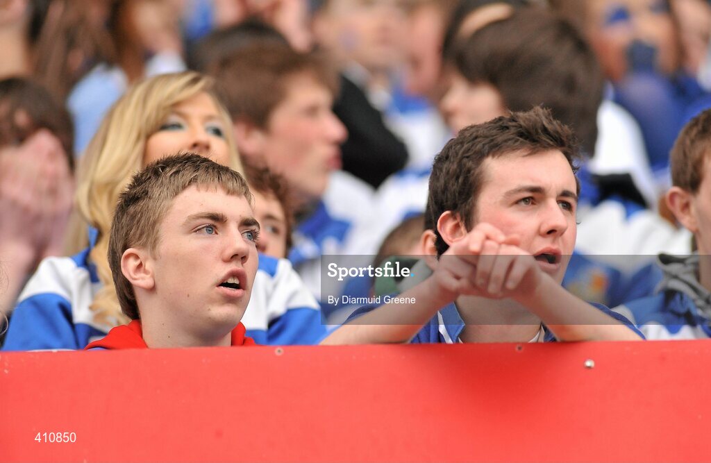 17 March 2010; Rockwell College supporters watch on during the dying moments of the game. Munster Schools Senior Cup Final, Rockwell College v PBC, Thomond Park, Limerick. Picture credit: Diarmuid Greene / SPORTSFILE