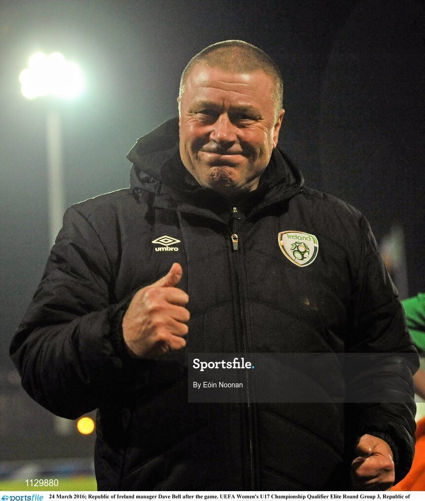 24 March 2016; Republic of Ireland manager Dave Bell after the game. UEFA Women's U17 Championship Qualifier Elite Round Group 3, Republic of Ireland v France. Henry Jeanne, Bayeux, France. Picture credit: Eóin Noonan / SPORTSFILE