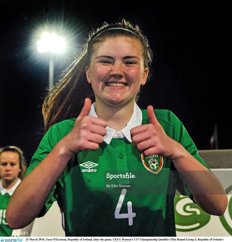 24 March 2016; Tara O'Gorman, Republic of Ireland, after the game. UEFA Women's U17 Championship Qualifier Elite Round Group 3, Republic of Ireland v France. Henry Jeanne, Bayeux, France. Picture credit: Eóin Noonan / SPORTSFILE