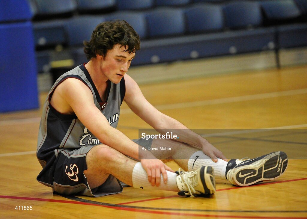 22 March 2010; A dejected David O'Callaghan, Carrigaline Community School, at the end of the game. U19B Boys - All-Ireland Schools League Finals 2010, Carrigaline Community School, Cork v Saint Eunans College, Letterkenny. National Basketball Arena, Tallaght, Dublin. Picture credit: David Maher / SPORTSFILE
