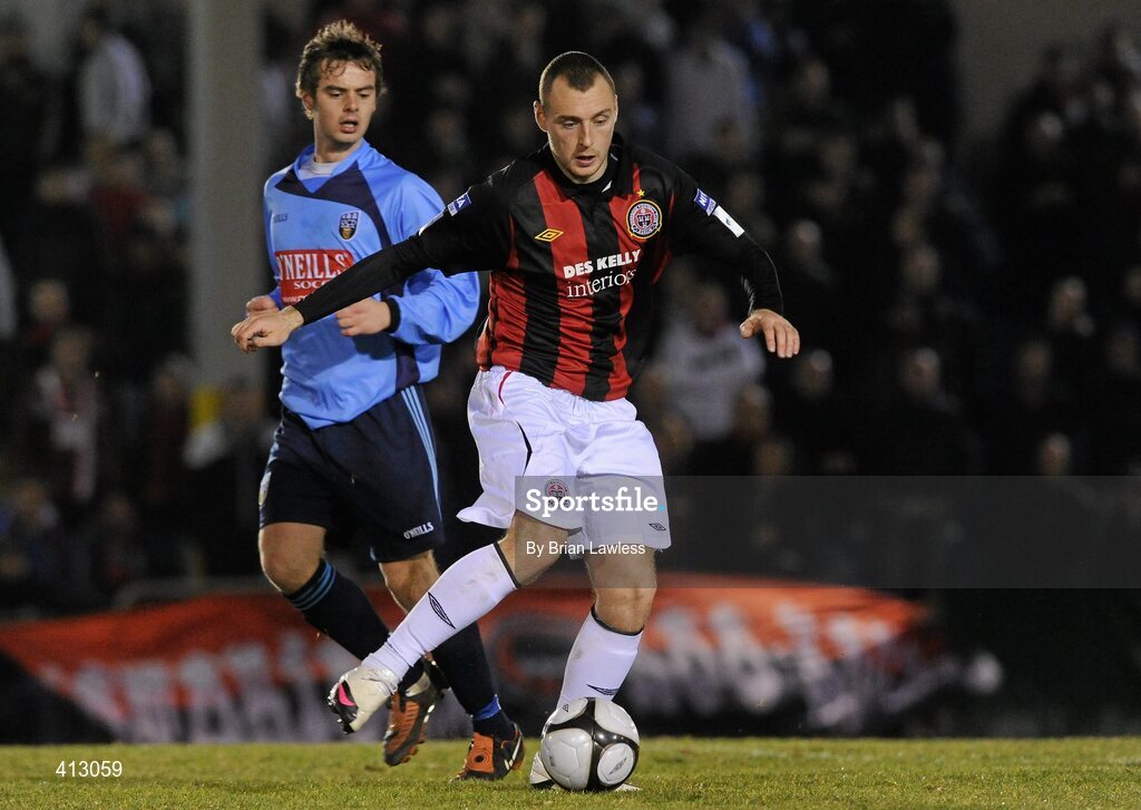 16 March 2010; Mark Quigley, Bohemians, in action against Greg Bolger, UCD. Airtricity League Premier Division, UCD v Bohemians, UCD Bowl, Belfield, Dublin. Picture credit: Brian Lawless / SPORTSFILE