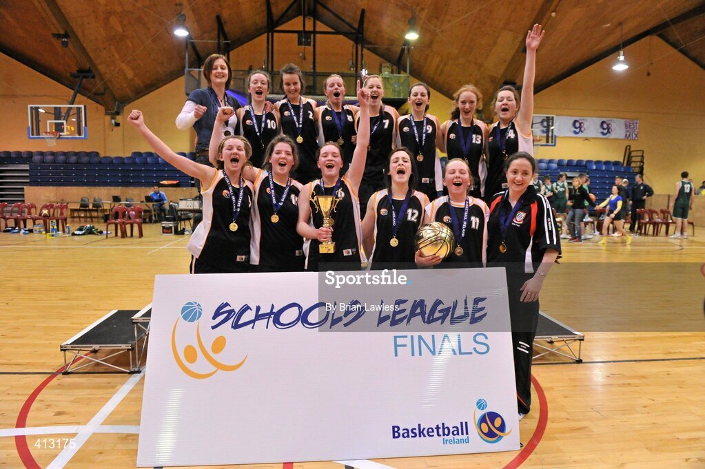 25 March 2010; The St. Attractas Community School team celebrate with the cup. U16C Girls - All-Ireland Schools League Finals 2010, Christ King Secondary School, Cork v St. Attractas Community School, Tubbercurry, Co. Sligo, National Basketball Arena, Tallaght, Dublin. Picture credit: Brian Lawless / SPORTSFILE