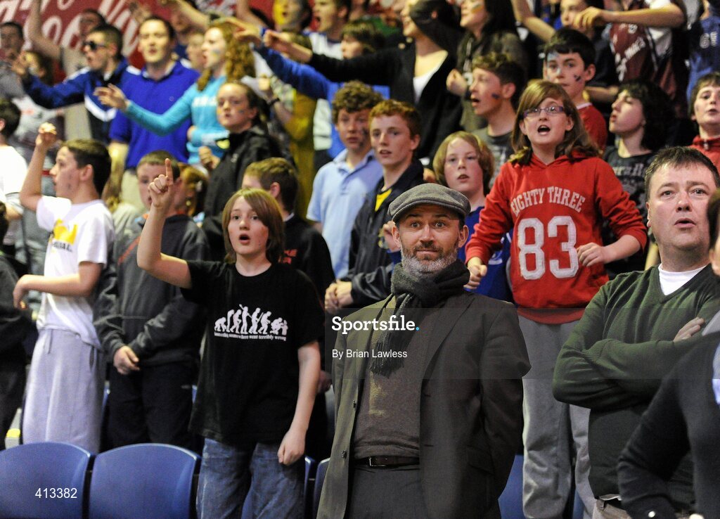 25 March 2010; Comedian Tommy Tiernan looks on as his son Dylan Tiernan's side, Colaiste Einde, played in the final. U19C Boys - All-Ireland Schools League Finals 2010, Colaiste Einde, Galway v CBS Ennistymon, Clare, National Basketball Arena, Tallaght, Dublin. Picture credit: Brian Lawless / SPORTSFILE