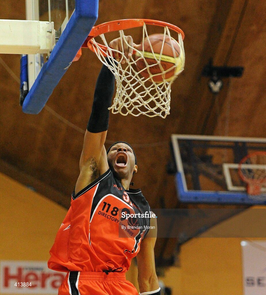 27 March 2010; Jermaine Turner, Killester, dunks for two points. Nivea For Men’s Superleague Final, Killester v UL Eagles, National Basketball Arena, Tallaght, Dublin. Picture credit: Brendan Moran / SPORTSFILE