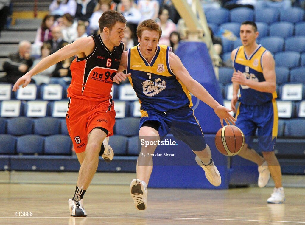 27 March 2010; Scott Kinevane, UL Eagles, in action against Keith Anderson, Killester. Nivea For Men’s Superleague Final, Killester v UL Eagles, National Basketball Arena, Tallaght, Dublin. Picture credit: Brendan Moran / SPORTSFILE