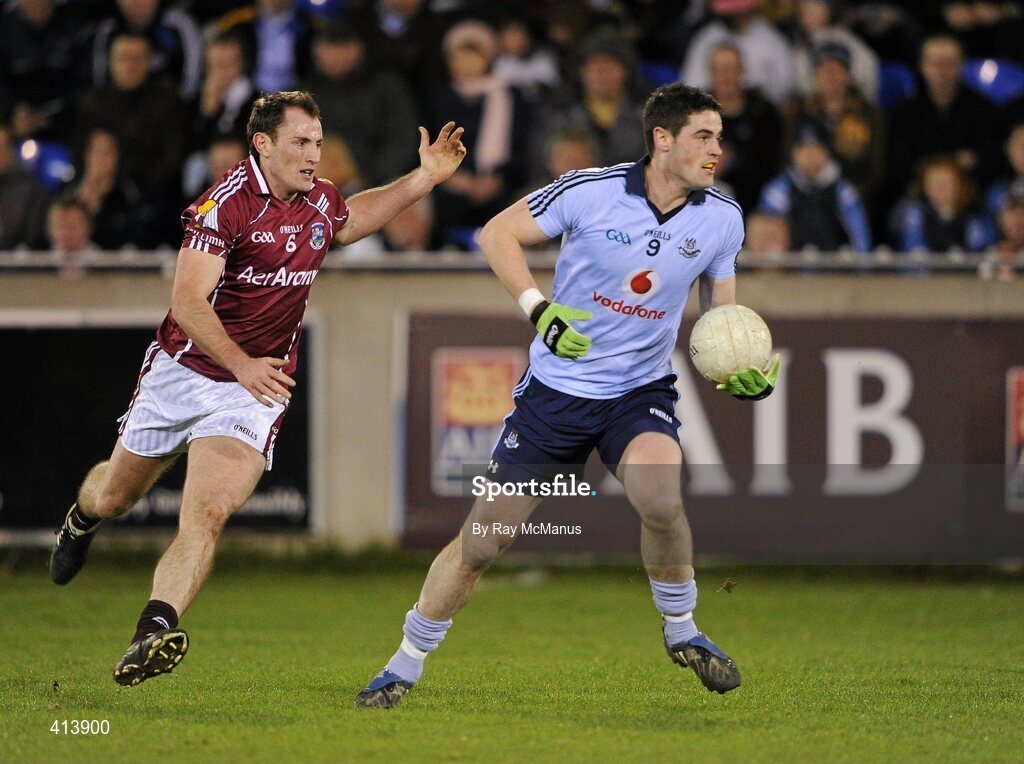 27 March 2010; Ross McConnell, Dublin, in action against Diarmuid Blake, Galway. Allianz GAA Football National League, Division 1, Round 6, Dublin v Galway, Parnell Park, Dublin. Picture credit: Ray McManus / SPORTSFILE