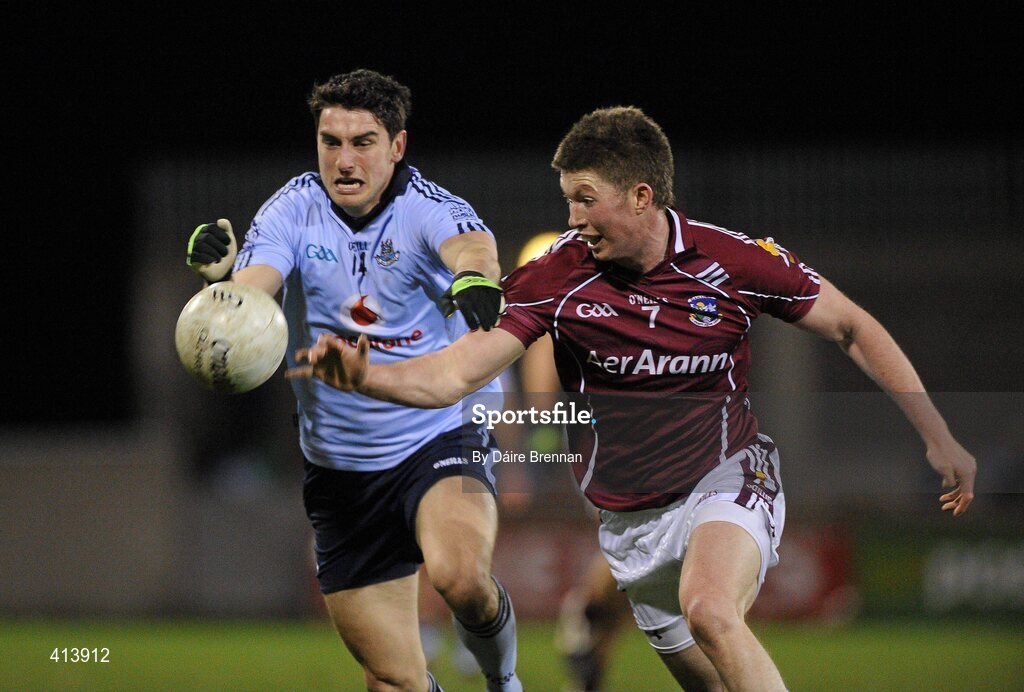 27 March 2010; Bernard Brogan, Dublin, in action against Gareth Bradshaw, Galway. Allianz GAA Football National League, Division 1, Round 6, Dublin v Galway, Parnell Park, Dublin. Picture credit: Dáire Brennan / SPORTSFILE