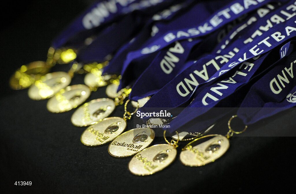 27 March 2010; A general view of the Men's Superleague medals. Nivea For Men’s Superleague Final, Killester v UL Eagles, National Basketball Arena, Tallaght, Dublin. Picture credit: Brendan Moran / SPORTSFILE