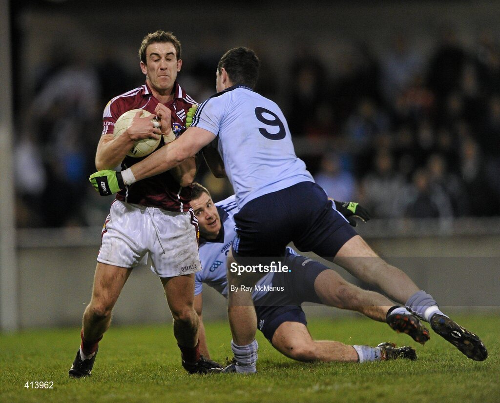 27 March 2010; Nicky Joyce, Galway, in action against Ross McConnell,Dublin. Allianz GAA Football National League, Division 1, Round 6, Dublin v Galway, Parnell Park, Dublin. Picture credit: Ray McManus / SPORTSFILE