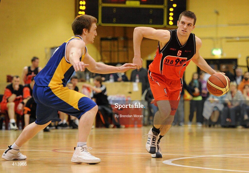 27 March 2010; Keith Anderson, Killester, in action against Scott Kinevane, UL Eagles. Nivea For Men’s Superleague Final, Killester v UL Eagles, National Basketball Arena, Tallaght, Dublin. Picture credit: Brendan Moran / SPORTSFILE