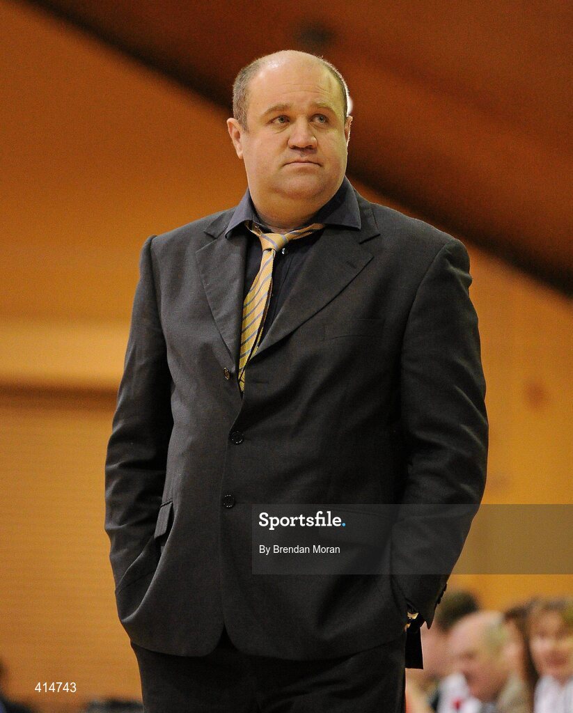 27 March 2010; Igor Petrovich, head coach, Oblate Dynamos. Basketball Ireland Women’s Division One Final, Oblate Dynamos, Dublin v Scruffy St Paul's, Killarney, Co. Kerry, National Basketball Arena, Tallaght, Dublin. Picture credit: Brendan Moran / SPORTSFILE