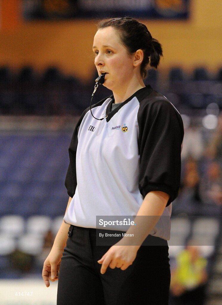 27 March 2010; Lynda Cassidy, Referee. Basketball Ireland Women’s Division One Final, Oblate Dynamos, Dublin v Scruffy St Paul's, Killarney, Co. Kerry, National Basketball Arena, Tallaght, Dublin. Picture credit: Brendan Moran / SPORTSFILE