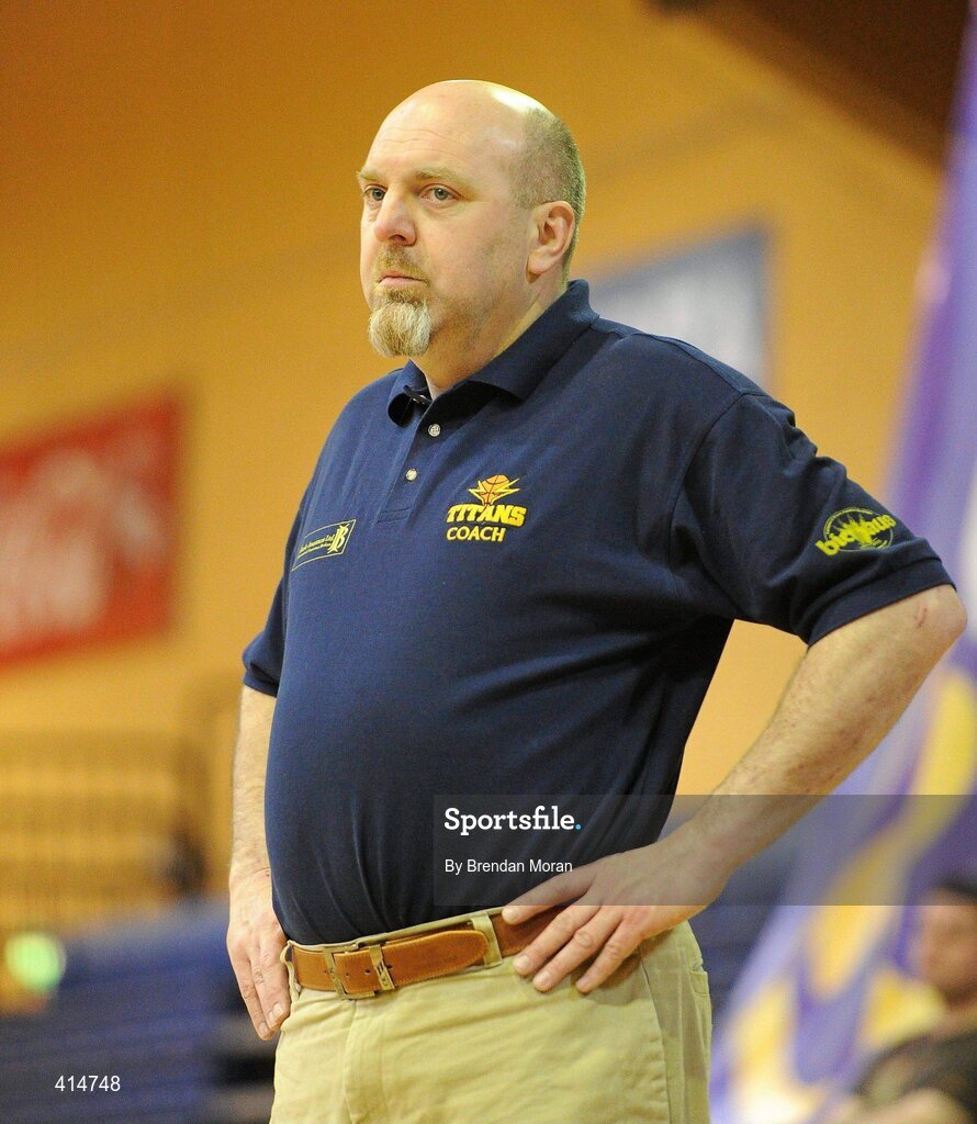 27 March 2010; Joe Coughlan, head coach, Titans. Basketball Ireland Men’s Division One Final, Titans, Galway v Team Garvey St Mary's, Castleisland, Co. Kerry, National Basketball Arena, Tallaght, Dublin. Picture credit: Brendan Moran / SPORTSFILE