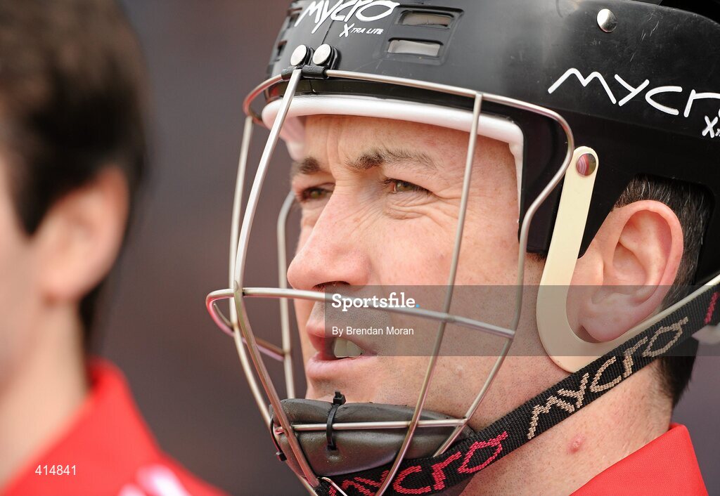 14 March 2010; Cork goalkeeper Donal Og Cusack wears a helmet with a faceguard during the team photograph before the game. Allianz GAA Hurling National League, Division 1, Round 3, Cork v Kilkenny, Pairc Ui Chaoimh, Cork. Picture credit: Brendan Moran / SPORTSFILE