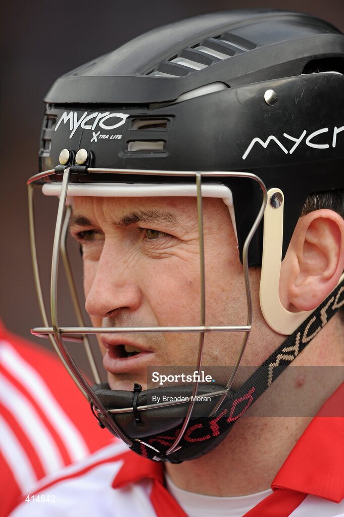 14 March 2010; Cork goalkeeper Donal Og Cusack wears a helmet with a faceguard during the team photograph before the game. Allianz GAA Hurling National League, Division 1, Round 3, Cork v Kilkenny, Pairc Ui Chaoimh, Cork. Picture credit: Brendan Moran / SPORTSFILE
