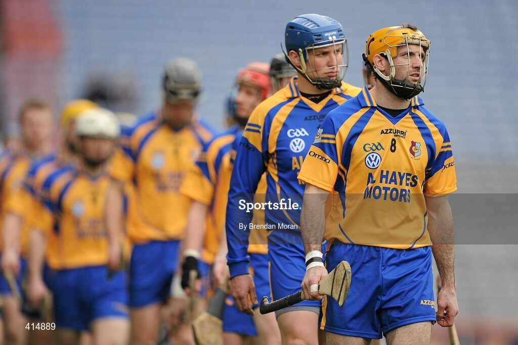 17 March 2010; Portumna captain Leo Smith leads his side in the pre-match parade before the game. AIB GAA Hurling All-Ireland Senior Club Championship Final, Ballyhale Shamrocks v Portumna, Croke Park, Dublin. Picture credit: Brendan Moran / SPORTSFILE