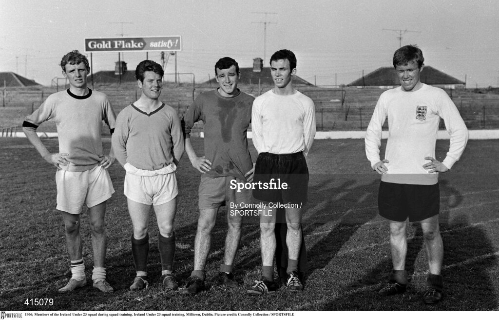 1966; Members of the Ireland Under 23 squad during squad training. Ireland Under 23 squad training, Milltown, Dublin. Picture credit: Connolly Collection / SPORTSFILE