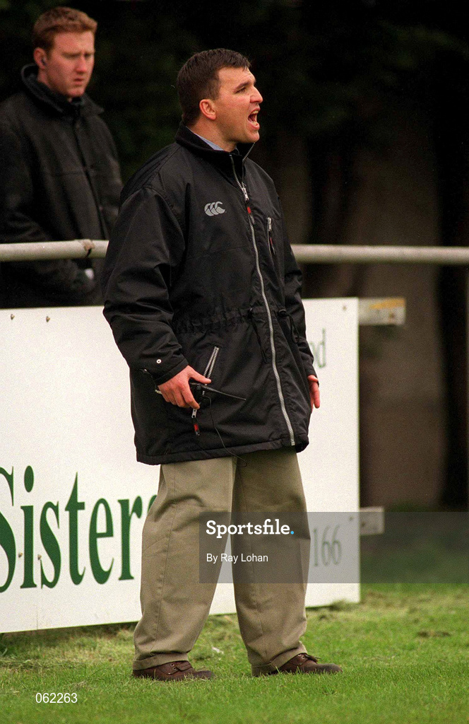 21 April 2001; Ballymena coach Andre Bester during the AIB All-Ireland League Division 1 match between St Mary's College and Ballymena at Templeville Road in Dublin. Photo by Ray Lohan/Sportsfile