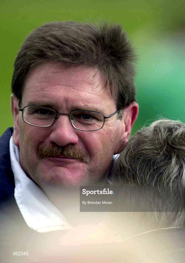 19 May 2001; Dungannon coach Willie Anderson is congratulated by supporters after defeating Galwegians in the AIB All-Ireland League Division 1 Semi-Final match between Dungannon RFC and Galwegians RFC at Crowley Park in Glenina, Galway. Photo by Brendan Moran/Sportsfile
