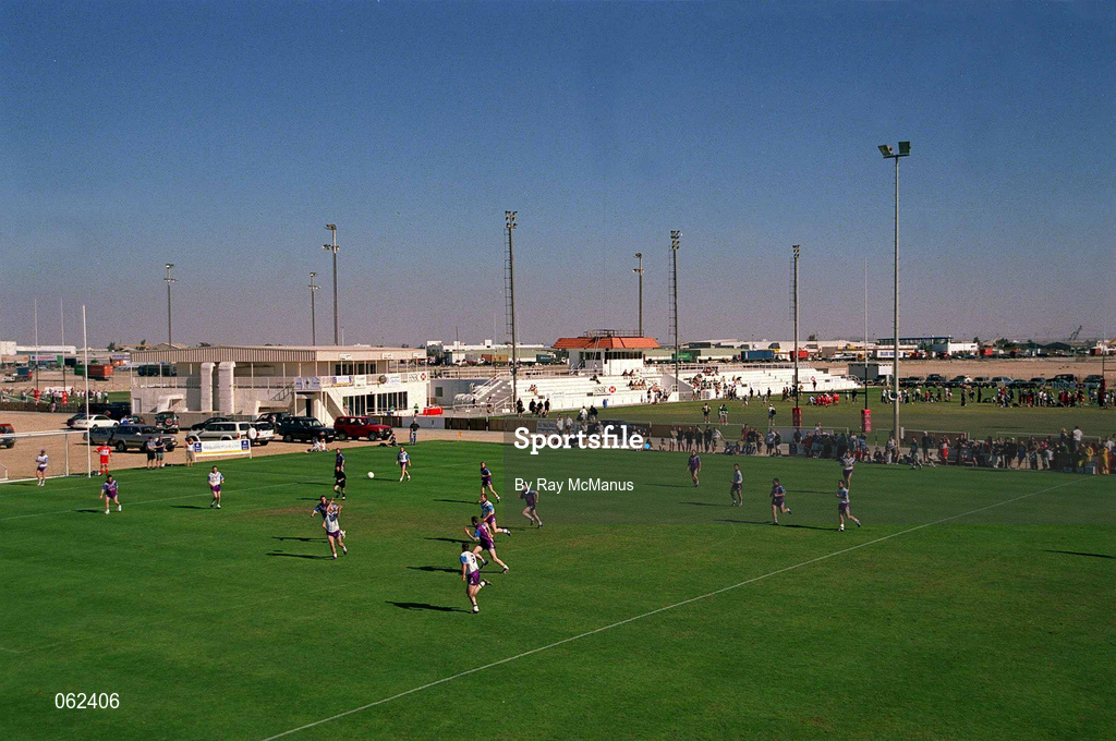 26 January 2001; A general view of the action during the Eircell GAA All Stars Exibition game at Dubai Rugby Ground in Dubai, United Arab Emirates. Photo by Ray McManus/Sportsfile