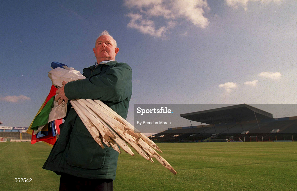 3 March 2001; Groundsman Jimmy Purcell at Semple Stadium in Thurles, Tipperary, where the AIB All-Ireland Senior Club Hurling Championship Semi-Final Replay between Sixmilebridge and Graigue Ballycallan was due to be played. All GAA games have been have been postponed until further notice as a precautionary measure against Foot and Mouth disease. Photo by Brendan Moran/Sportsfile