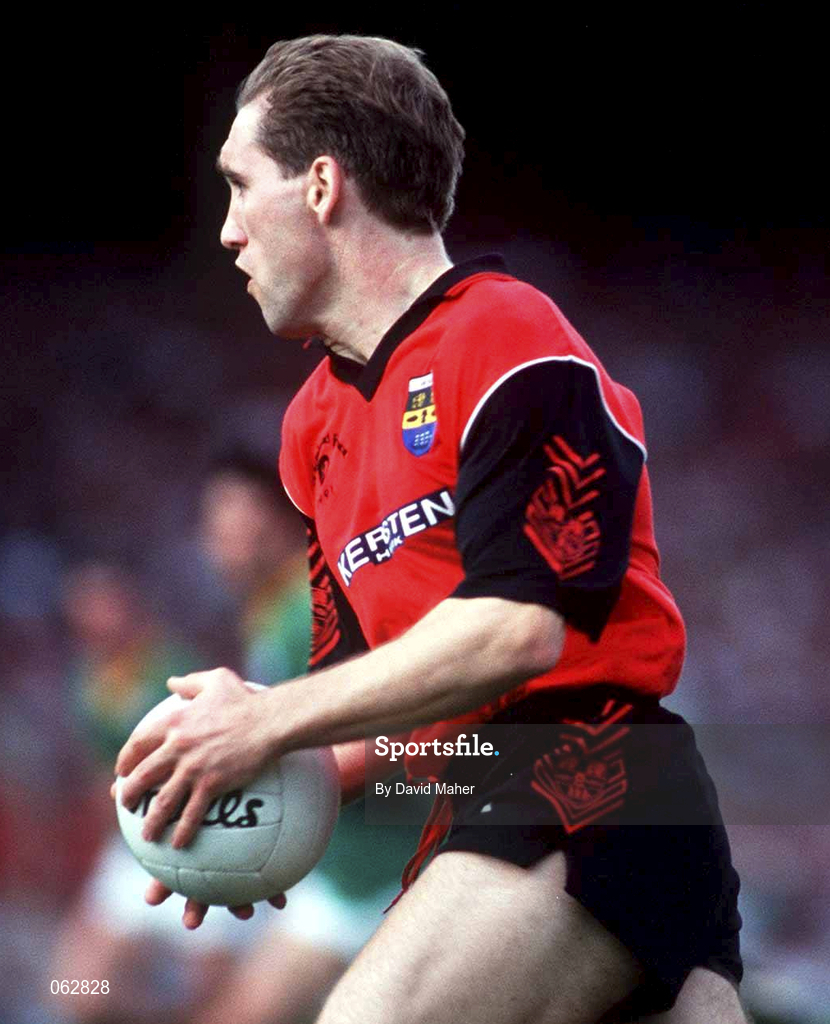 15 September 1991; Mickey Linden of Down in action against Terry Ferguson of Meath during the All-Ireland Senior Football Championship Final between Down and Meath at Croke Park in Dublin. Photo by David Maher/Sportsfile