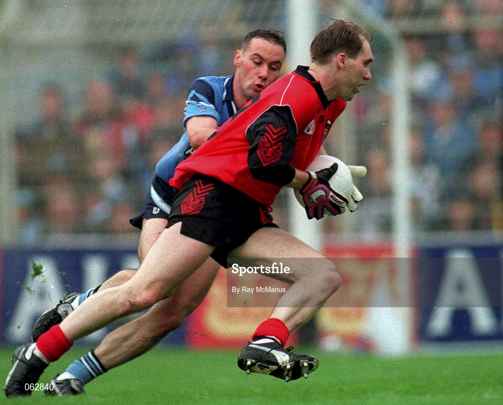 18 September 1994; Mickey Linden of Down in action against Paul Curran of Dublin during the All-Ireland Senior Football Championship Final between Dublin and Down at Croke Park, Dublin. Photo by Ray McManus/Sportsfile