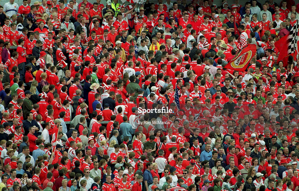 27 May 2001; Cork fans during the Guinness Munster Senior Hurling Championship Quarter-Final match between Cork and Limerick at Páirc Uí Chaoimh in Cork. Photo by Ray McManus/Sportsfile