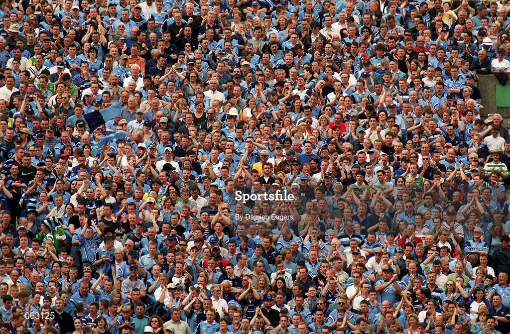 27 May 2001; Dublin fans during the Bank of Ireland Leinster Senior Football Championship Quarter-Final match between Dublin and Longford at Croke Park in Dublin. Photo by Damien Eagers/Sportsfile