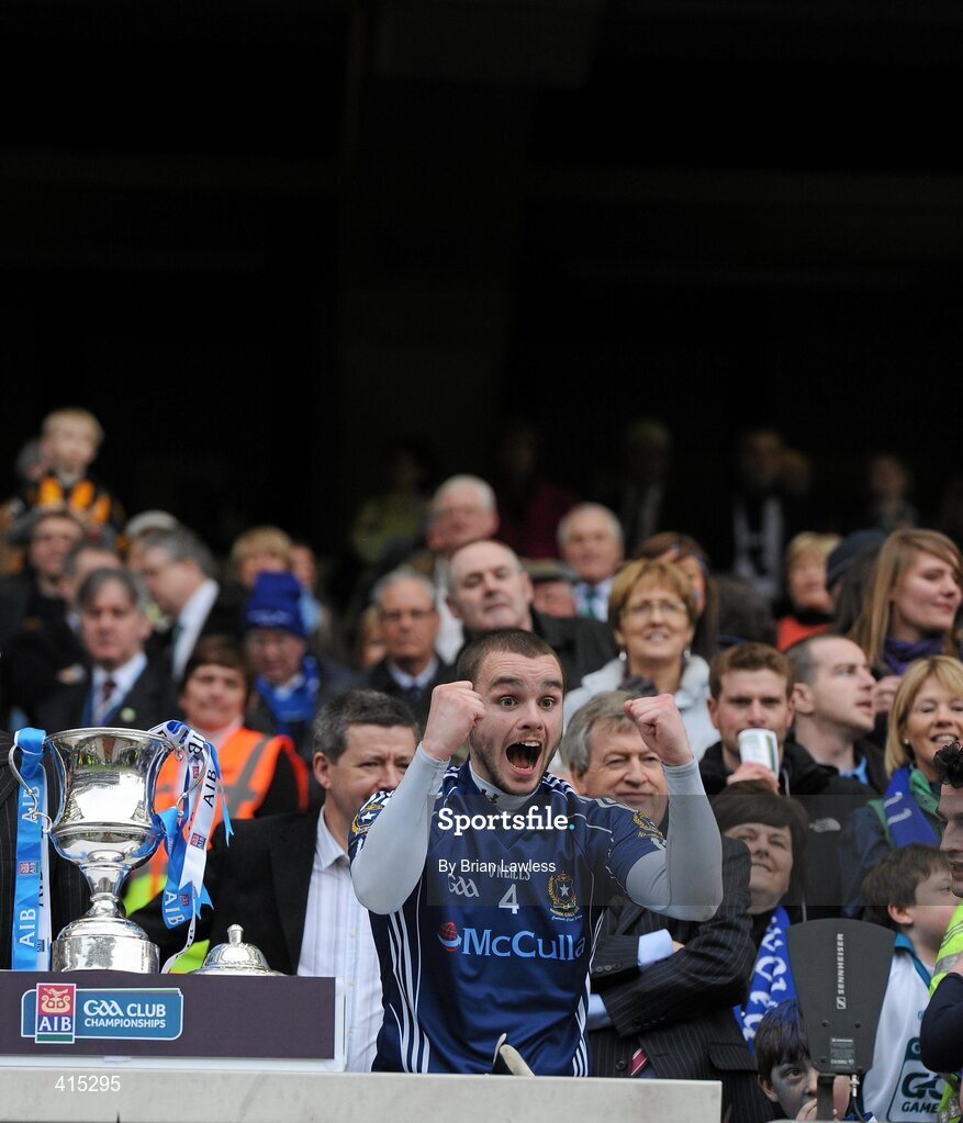 17 March 2010; St Gall's captain Colin Brady celebrates before receiving the cup. AIB GAA Football All-Ireland Senior Club Championship Final, Kilmurry Ibrickane v St Gall's, Croke Park, Dublin. Picture credit: Brian Lawless / SPORTSFILE