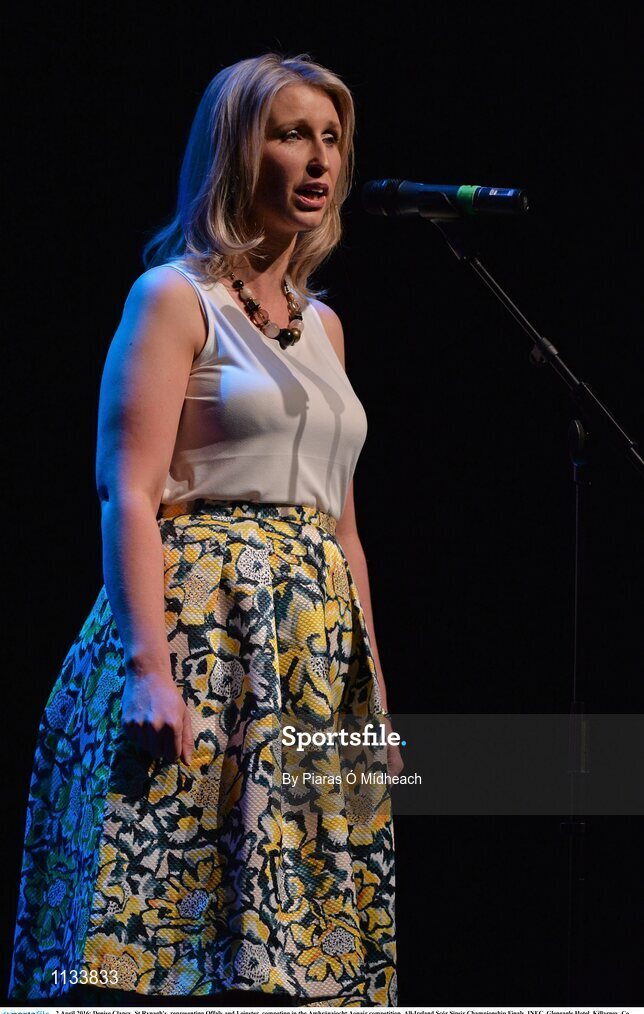 2 April 2016; Denise Clancy, St Rynagh's, representing Offaly and Leinster, competing in the Amhránaiocht Aonair competition. All-Ireland Scór Sinsir Championship Finals. INEC, Gleneagle Hotel, Killarney, Co. Kerry. Picture credit: Piaras Ó Mídheach / SPORTSFILE
