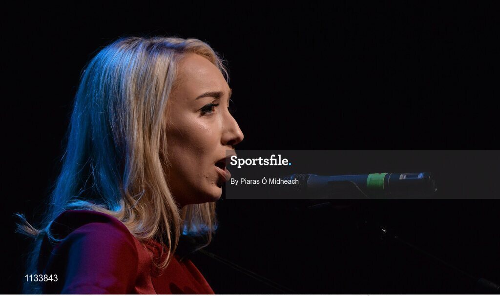 2 April 2016; Kathryn Mullan, Robert Emmet's Slaughtneil, representing Derry and Ulster, competing in the Amhránaiocht Aonair competition. All-Ireland Scór Sinsir Championship Finals. INEC, Gleneagle Hotel, Killarney, Co. Kerry. Picture credit: Piaras Ó Mídheach / SPORTSFILE