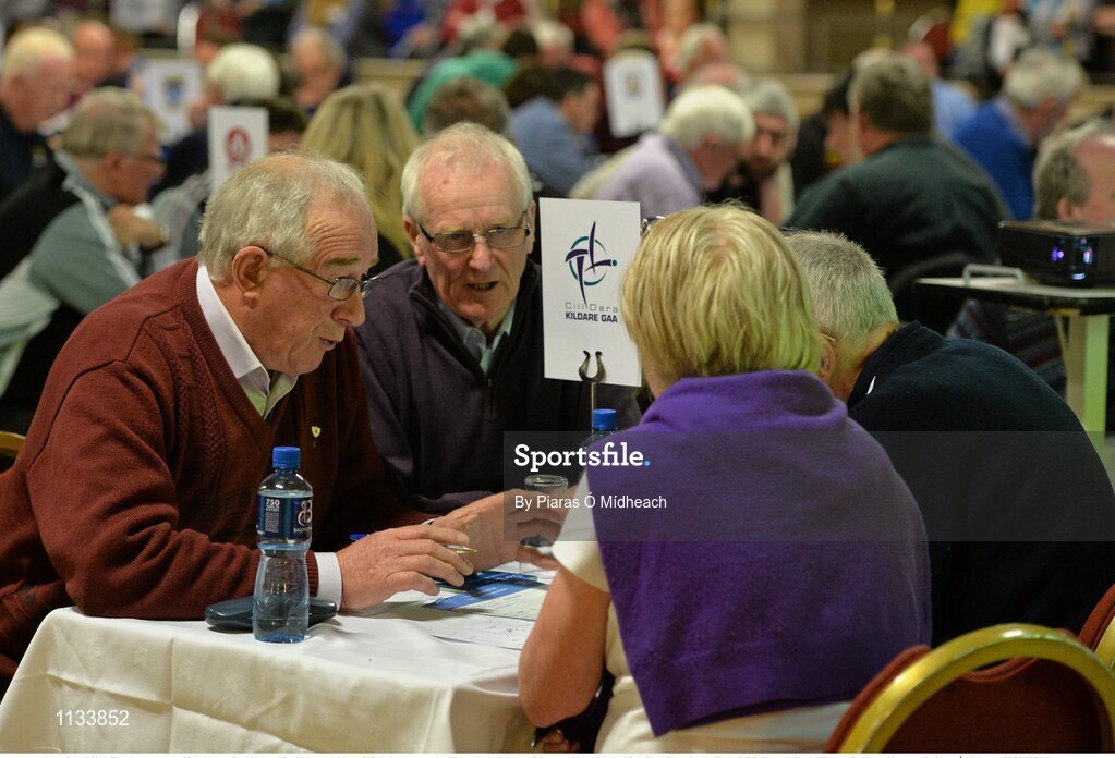 2 April 2016; The Allenwood team of Seán Malone, Paud Malone, Niall Malone and Johnny O’Callaghan, representing Kildare, in the Tráth na gCeist competition. All-Ireland Scór Sinsir Championship Finals. INEC, Gleneagle Hotel, Killarney, Co. Kerry. Picture credit: Piaras Ó Mídheach / SPORTSFILE