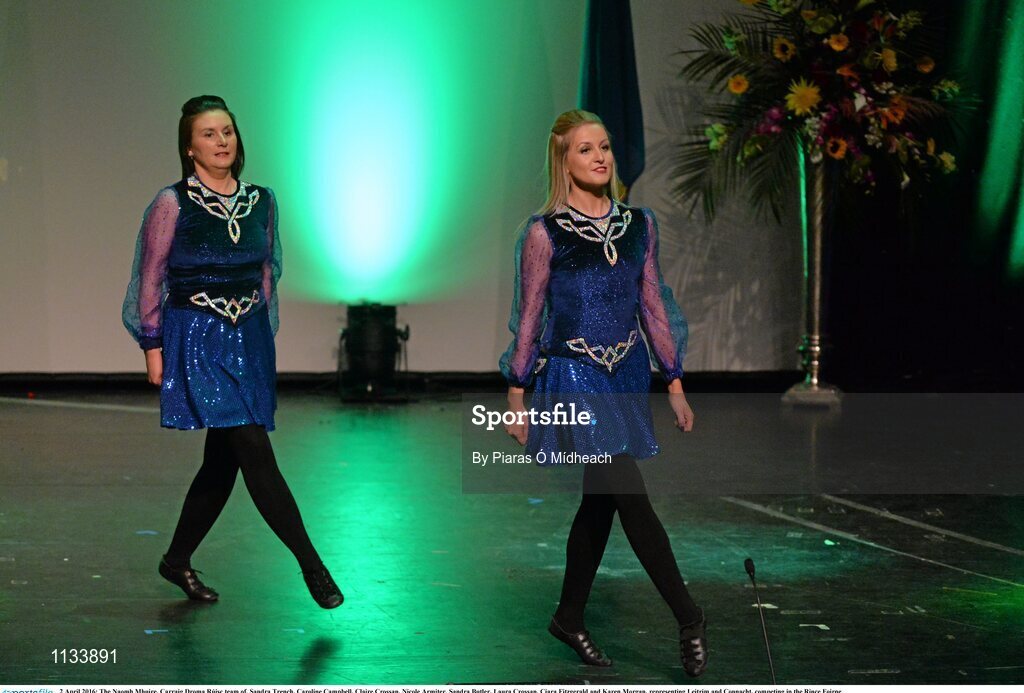 2 April 2016; The Naomh Mhuire, Carraig Droma Rúisc team of, Sandra Trench, Caroline Campbell, Claire Crossan, Nicole Armiter, Sandra Butler, Laura Crossan, Ciara Fitzgerald and Karen Morgan, representing Leitrim and Connacht, competing in the Rince Foirne   competition. All-Ireland Scór Sinsir Championship Finals. INEC, Gleneagle Hotel, Killarney, Co. Kerry. Picture credit: Piaras Ó Mídheach / SPORTSFILE