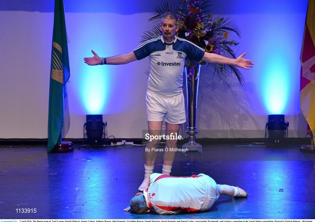 2 April 2016; The Downs team of, Noel Lynam, Patrick Doherty, Kenny Colgan, Anthony Rowan, John Kennedy, Geraldine Rowan, Niamh Moriarty, Kevin Kennedy and Sinead Curley, representing Westmeath  and Leinster, competing in the Léiriú Stáitse competition. Pictured is Patrick Doherty. All-Ireland Scór Sinsir Championship Finals. INEC, Gleneagle Hotel, Killarney, Co. Kerry. Picture credit: Piaras Ó Mídheach / SPORTSFILE