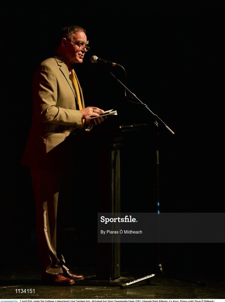 2 April 2016; Antóin Mac Gabhann, Cathaoirleach Coiste Naisiúnta Scór. All-Ireland Scór Sinsir Championship Finals. INEC, Gleneagle Hotel, Killarney, Co. Kerry. Picture credit: Piaras Ó Mídheach / SPORTSFILE