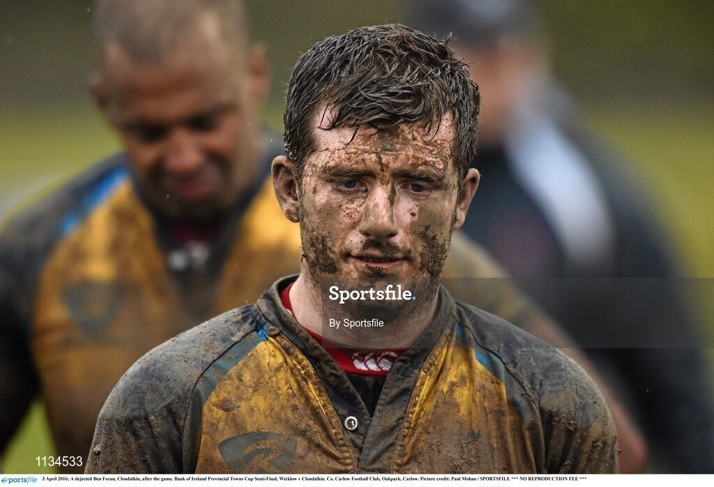 3 April 2016; A dejected Ben Foran, Clondalkin, after the game. Bank of Ireland Provincial Towns Cup Semi-Final, Wicklow v Clondalkin. Co. Carlow Football Club, Oakpark, Carlow. Photo by Sportsfile