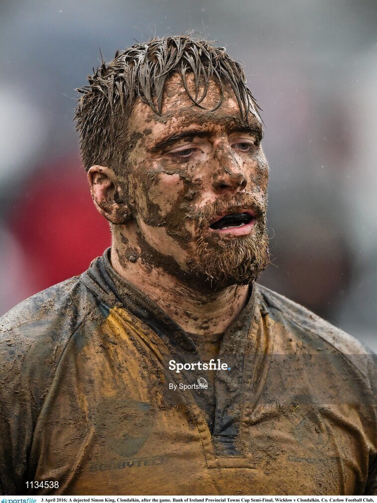 3 April 2016; A dejected Simon King, Clondalkin, after the game. Bank of Ireland Provincial Towns Cup Semi-Final, Wicklow v Clondalkin. Co. Carlow Football Club, Oakpark, Carlow. Photo by Sportsfile