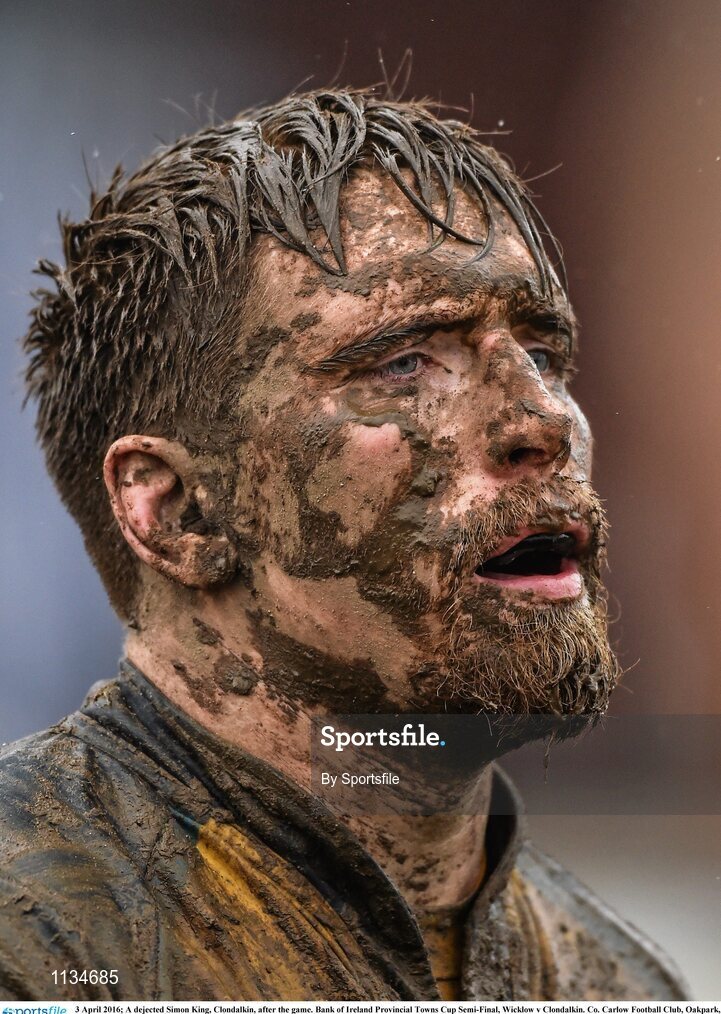 3 April 2016; A dejected Simon King, Clondalkin, after the game. Bank of Ireland Provincial Towns Cup Semi-Final, Wicklow v Clondalkin. Co. Carlow Football Club, Oakpark, Carlow. Photo by Sportsfile
