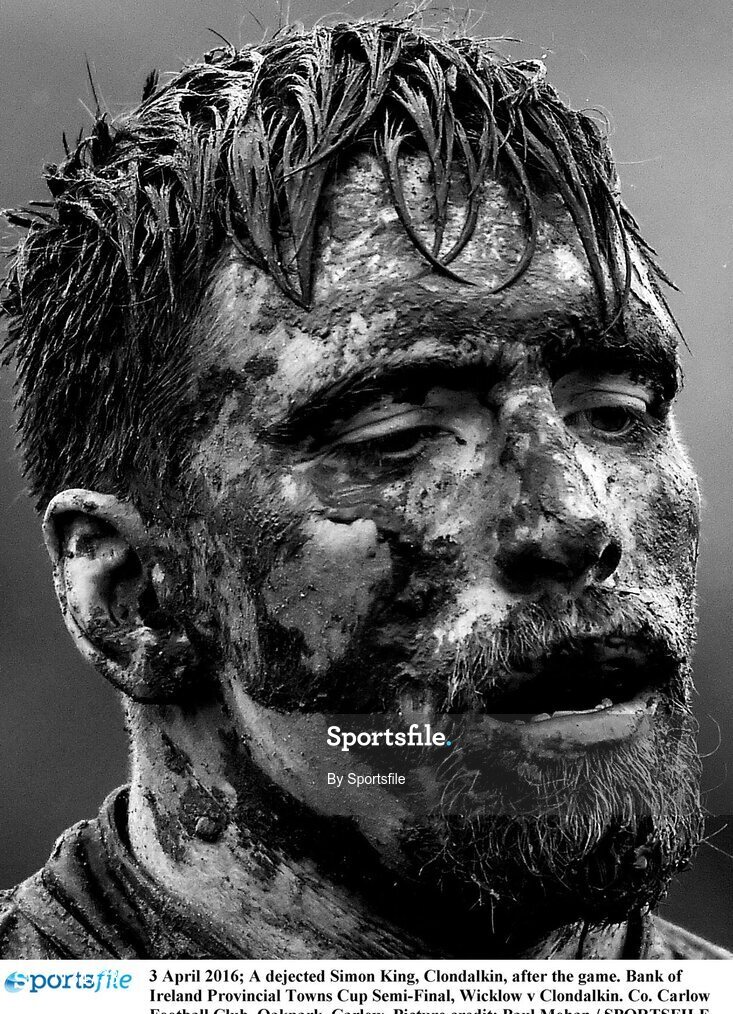 3 April 2016; A dejected Simon King, Clondalkin, after the game. Bank of Ireland Provincial Towns Cup Semi-Final, Wicklow v Clondalkin. Co. Carlow Football Club, Oakpark, Carlow. Photo by Sportsfile