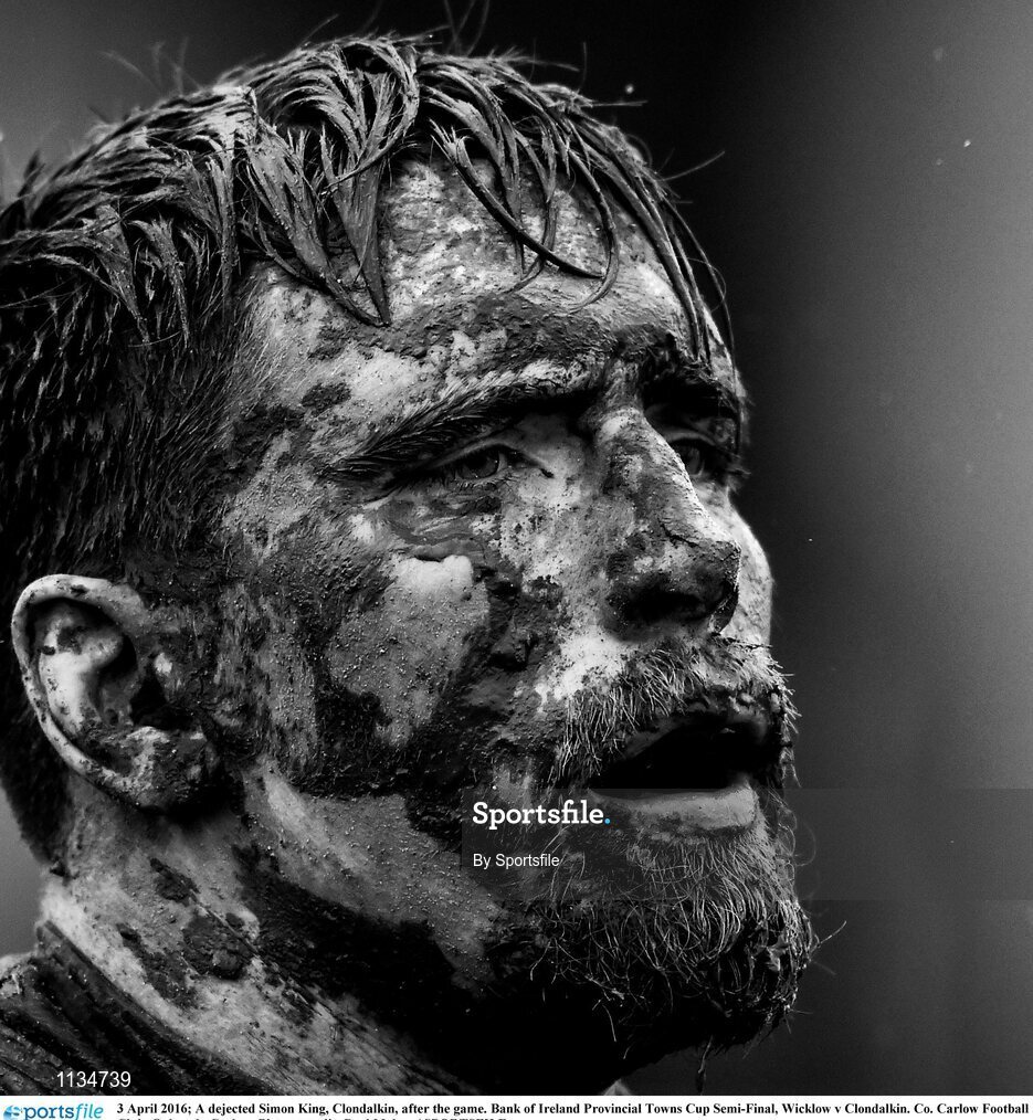 3 April 2016; A dejected Simon King, Clondalkin, after the game. Bank of Ireland Provincial Towns Cup Semi-Final, Wicklow v Clondalkin. Co. Carlow Football Club, Oakpark, Carlow. Photo by Sportsfile