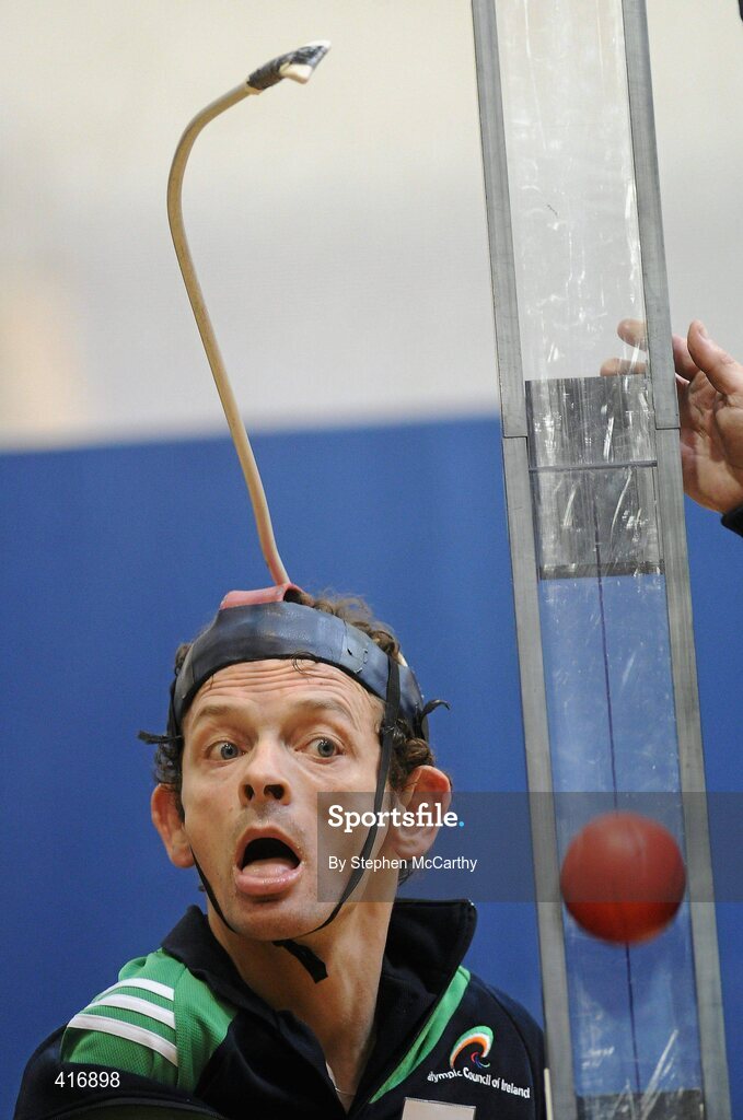 9 April 2010; Johnny Cronin, from Mitchelstown, Co. Cork, in action during boccia training at an Ireland paralympic squad training camp. Ireland Paralympic Squad Training Camp - April 2010, University of Limerick, Limerick. Picture credit: Stephen McCarthy / SPORTSFILE