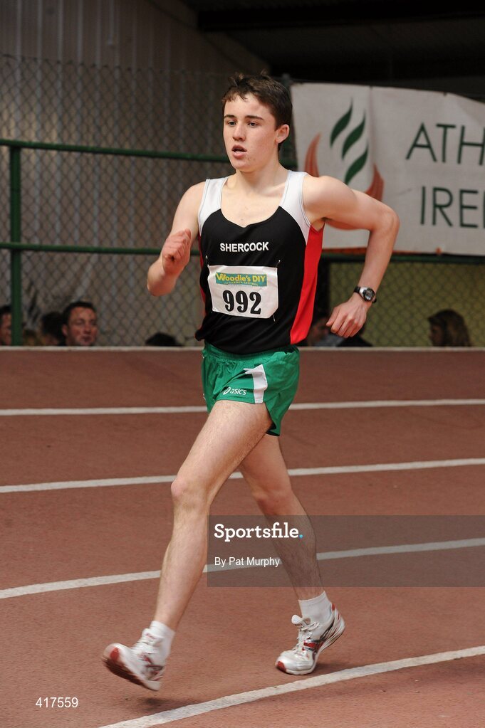 10 April 2010; James Treanor from Shercock AC on his way to winning the U18 Boys 1500m Walk. Woodie's DIY Juvenile Indoor Championships, Nenagh Indoor Arena, Nenagh, Co. Tipperary. Picture credit: Pat Murphy / SPORTSFILE